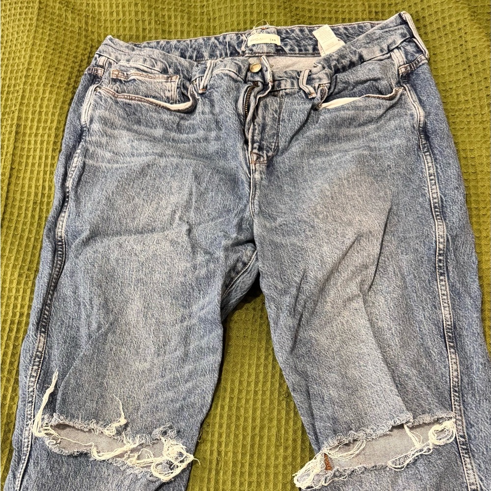 Good American Light Blue Distressed Boyfriend Jeans